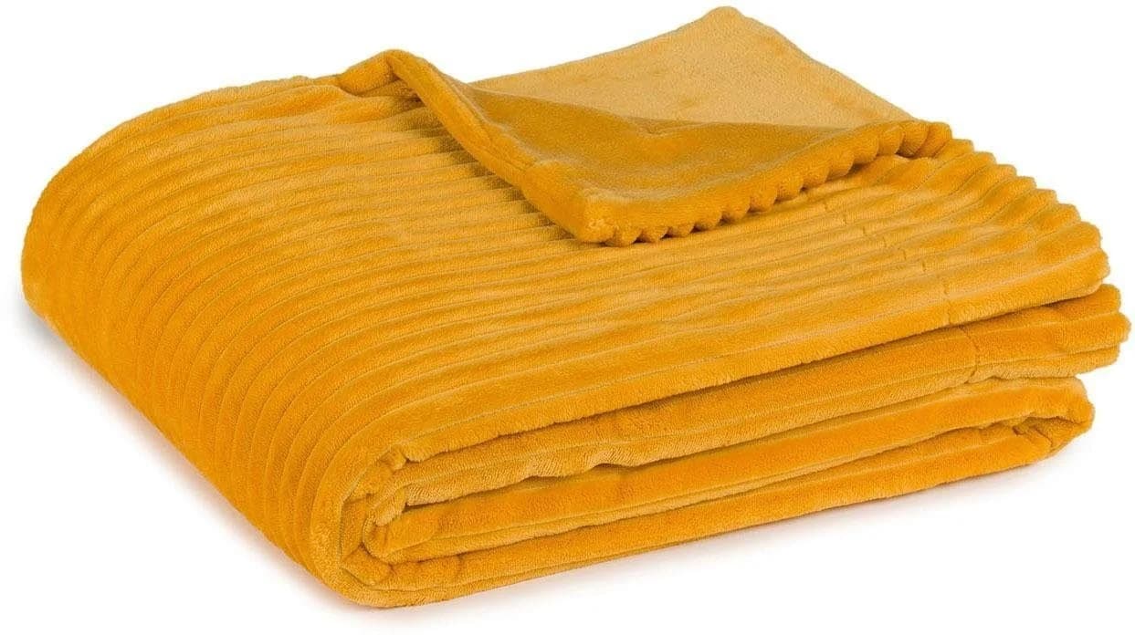 Gözze Wohndecke Cordoptik Senfgelb Polyester Kuscheldecke - Bild 2