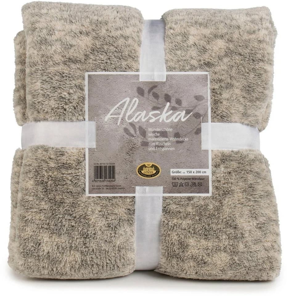 Gözze Wohndecke Alaska Beige Marmorierte Optik Polyester