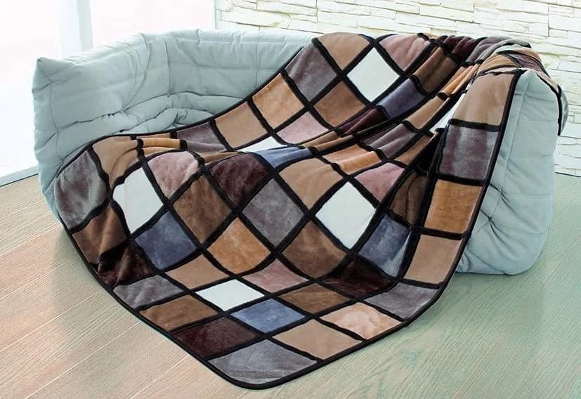GÖZZE Wohndecke Antigua Grau Beige Karo Polyester - Bild 4