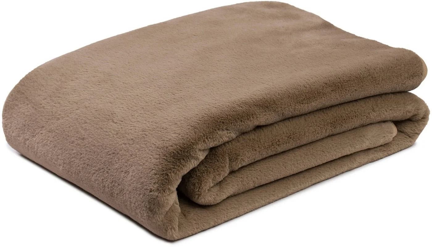 GÖZZE Merino Wendewohndecke Taupe Polyester Kuschelig - Bild 2