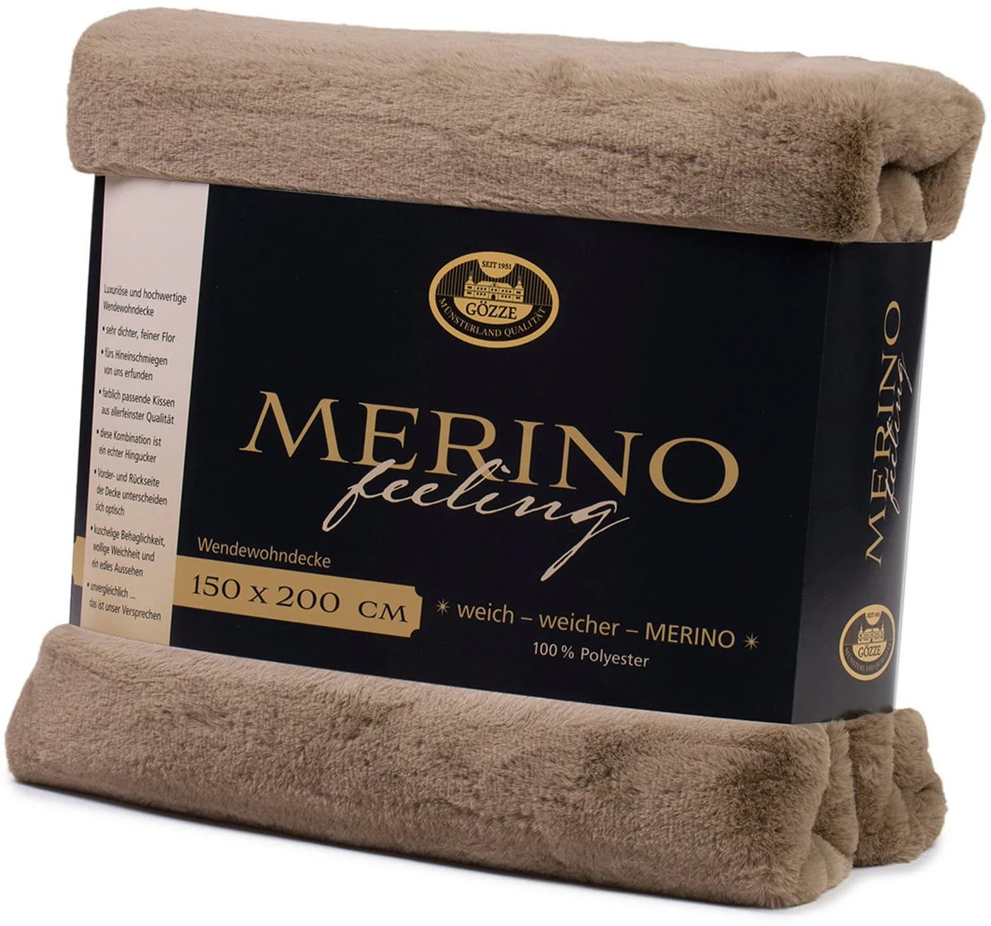 GÖZZE Merino Wendewohndecke Taupe Polyester Kuschelig - Bild 4