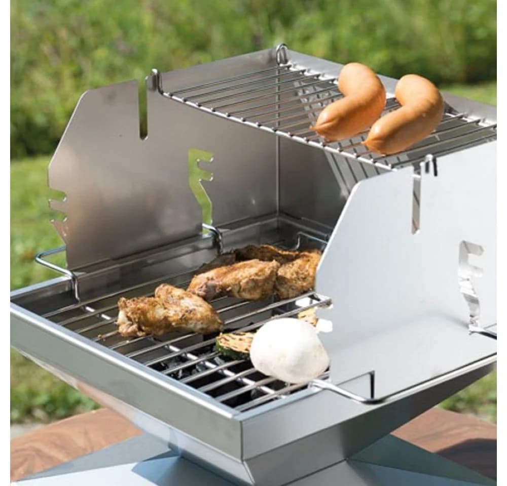 Thüros Holzkohlegrill T1 Direkt Plus Set mit Windansteckblech & Warmhalterost - Bild 3