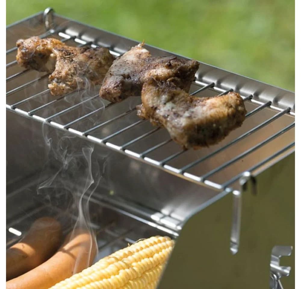 Thüros Holzkohlegrill T1 Direkt Plus Set mit Windansteckblech & Warmhalterost - Bild 4