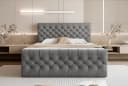 Goldstoff Boxspringbett TAURIEL Grau mit Bettkasten & Federkernmatratze Bild 1