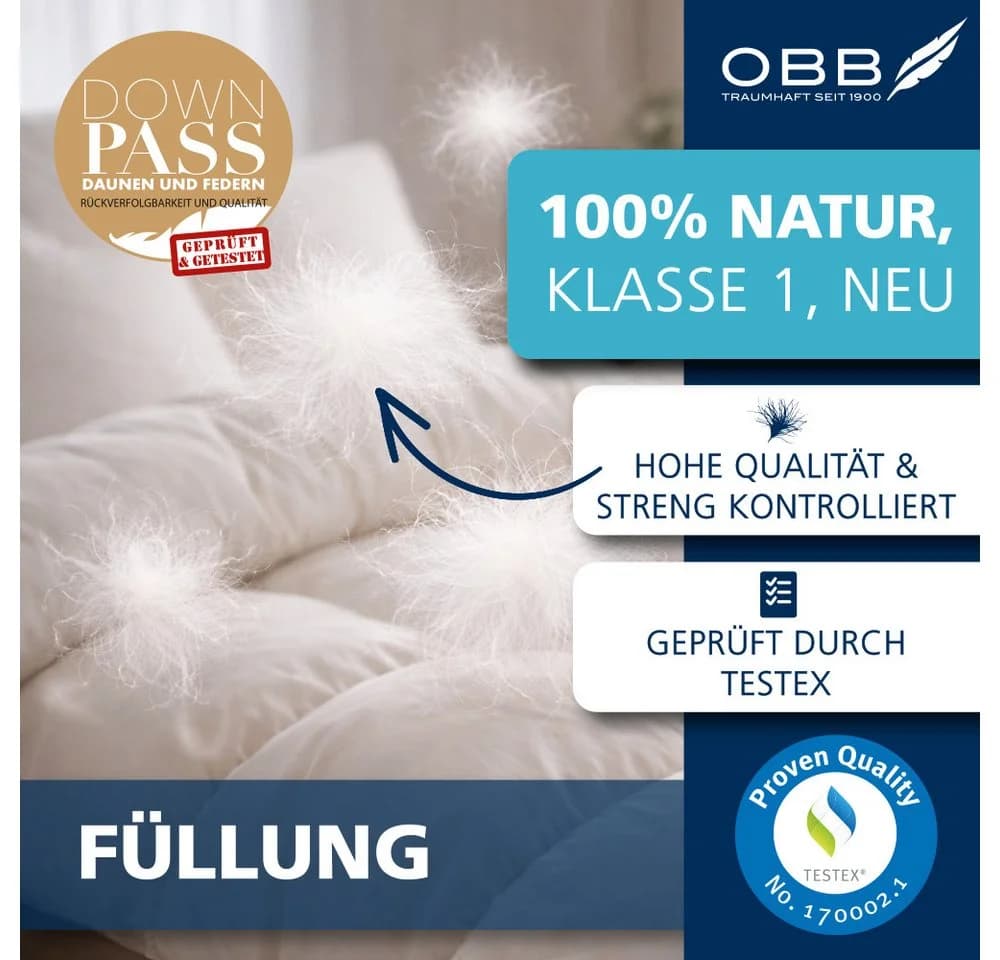 OBB Federkopfkissen 40x80 cm Weiß Allergikerfreundlich Made in Germany - Bild 3