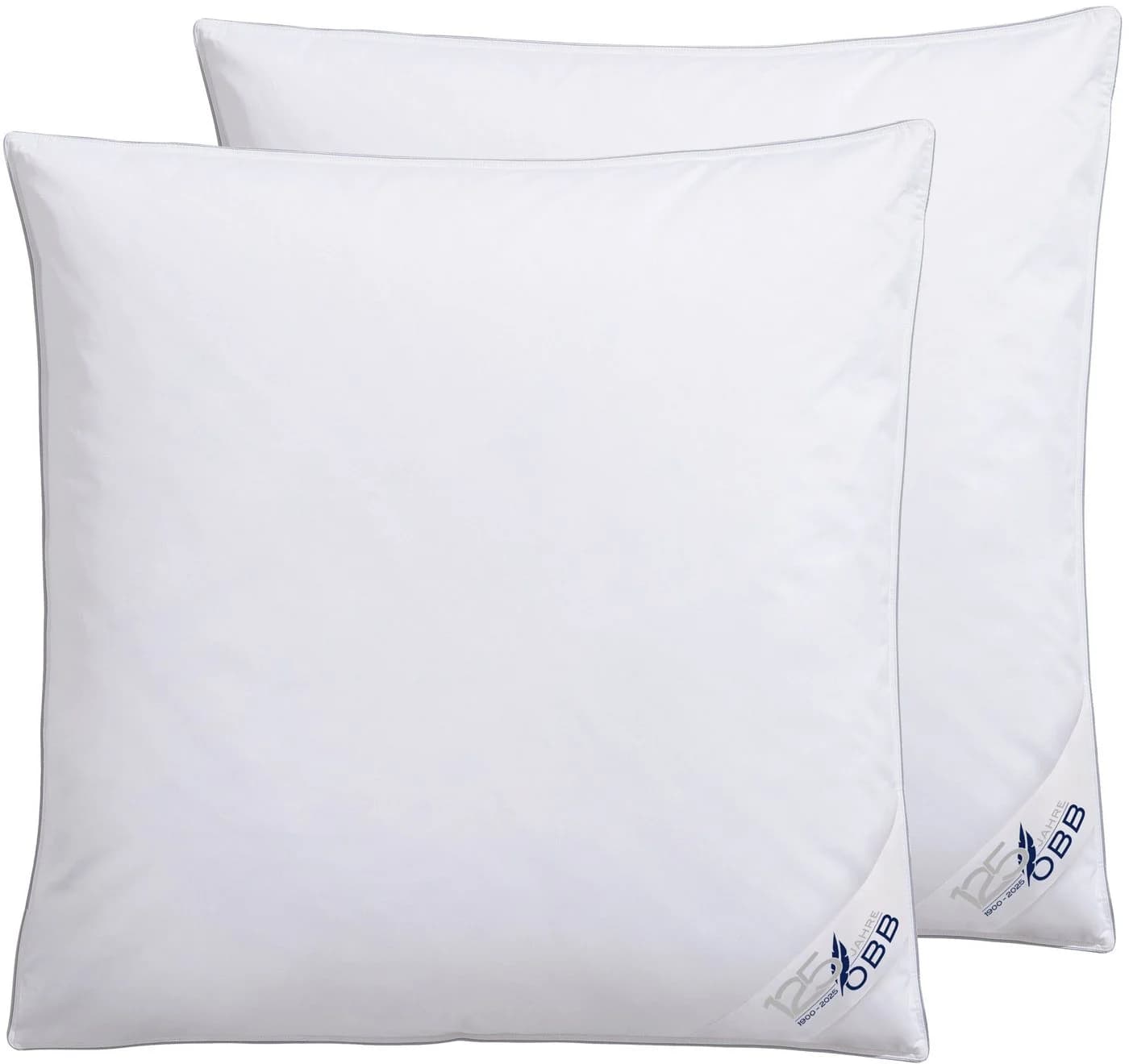 OBB Federkopfkissen Set Weiß 80x80 cm Baumwolle Federn Daunen - Bild 2