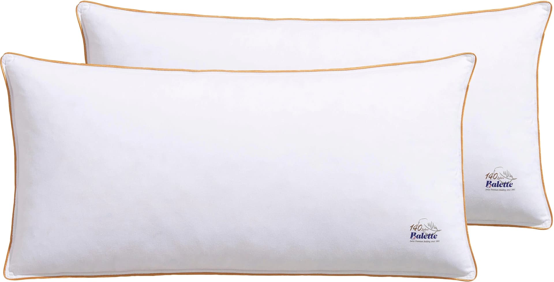 BALETTE Federkopfkissen Set 2-tlg. Weiß 40x80 cm Baumwolle Federn Daunen