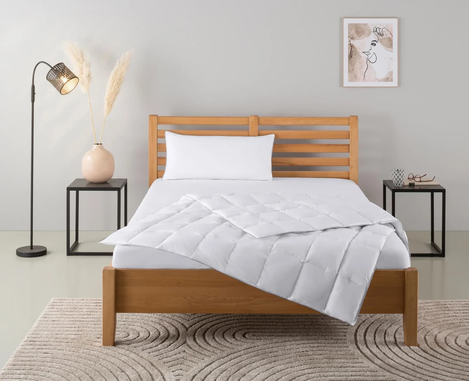 OTTO HOME Daunenbettdecke + Kopfkissen Set Moulle Weiß Silber