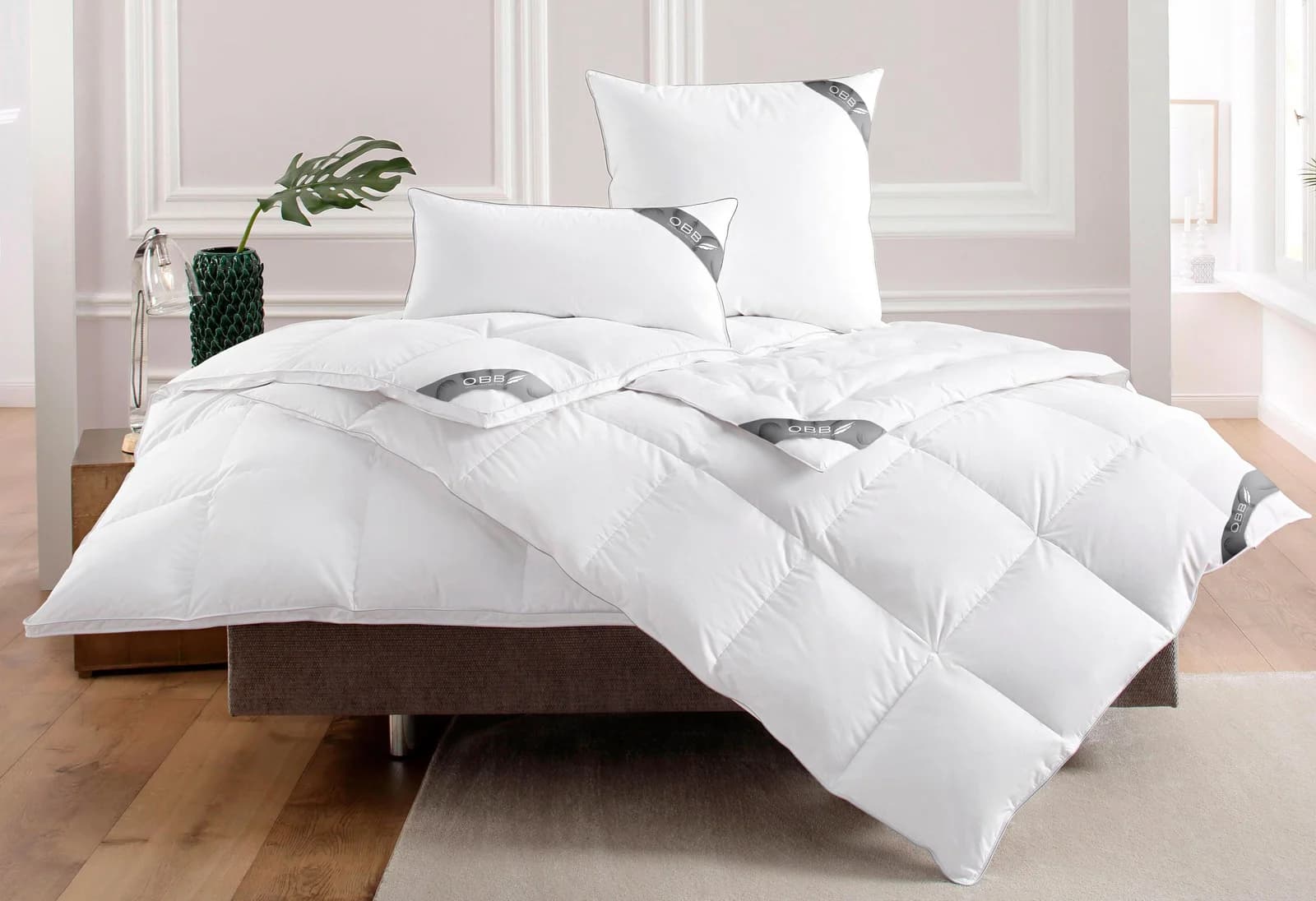OBB Daunenbettdecke Noblesse Weiß 155x220cm Baumwolle