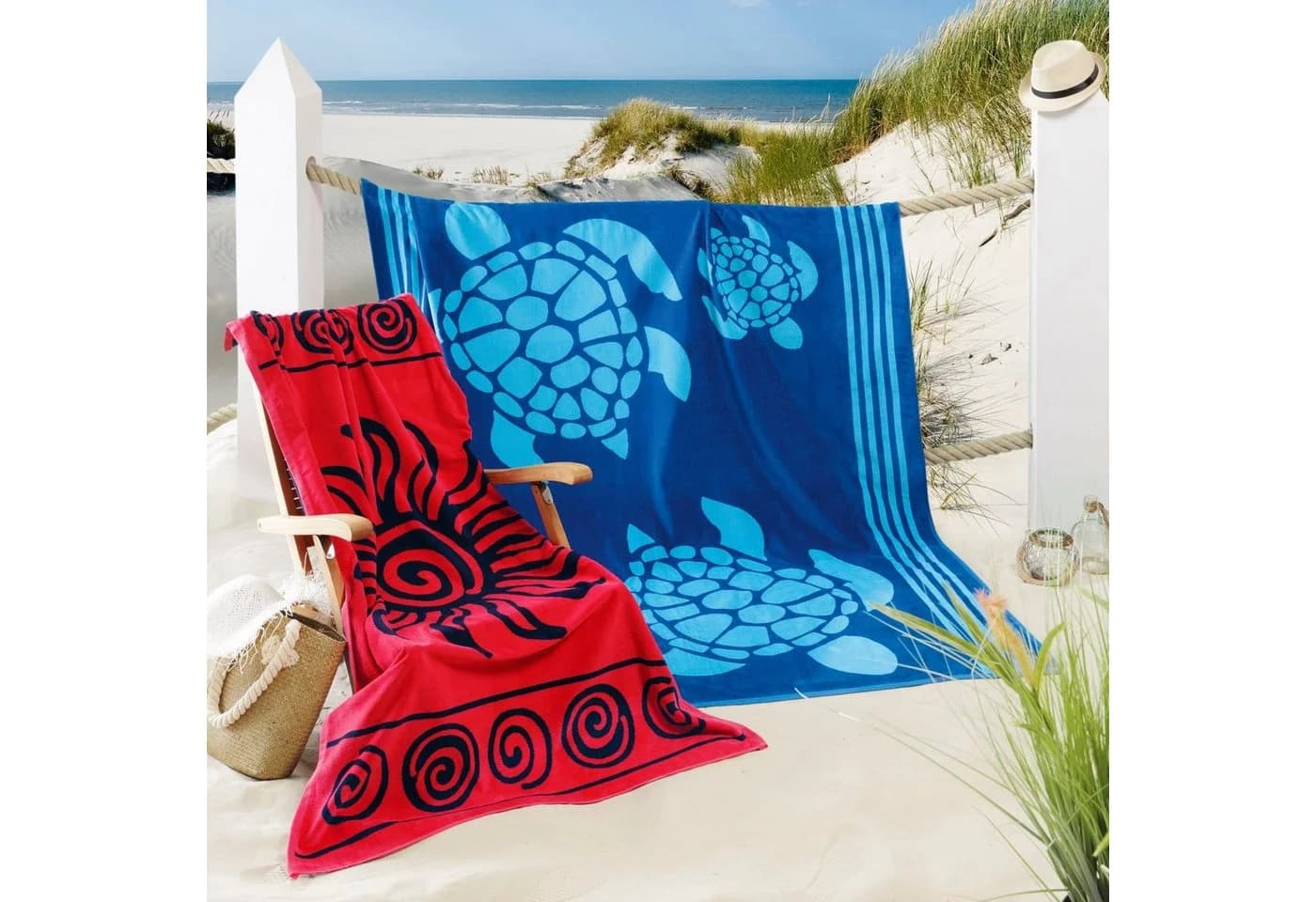 Delindo Lifestyle Strandtuch Tropical TURTLE XXL 100% Baumwolle Jacquard