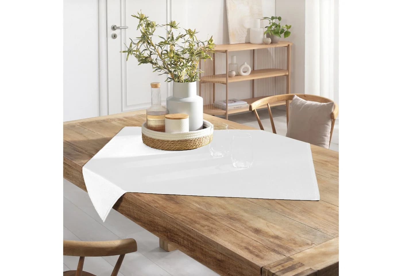 Delindo Lifestyle Tischdecke Wien Home Weiß Leinenstruktur