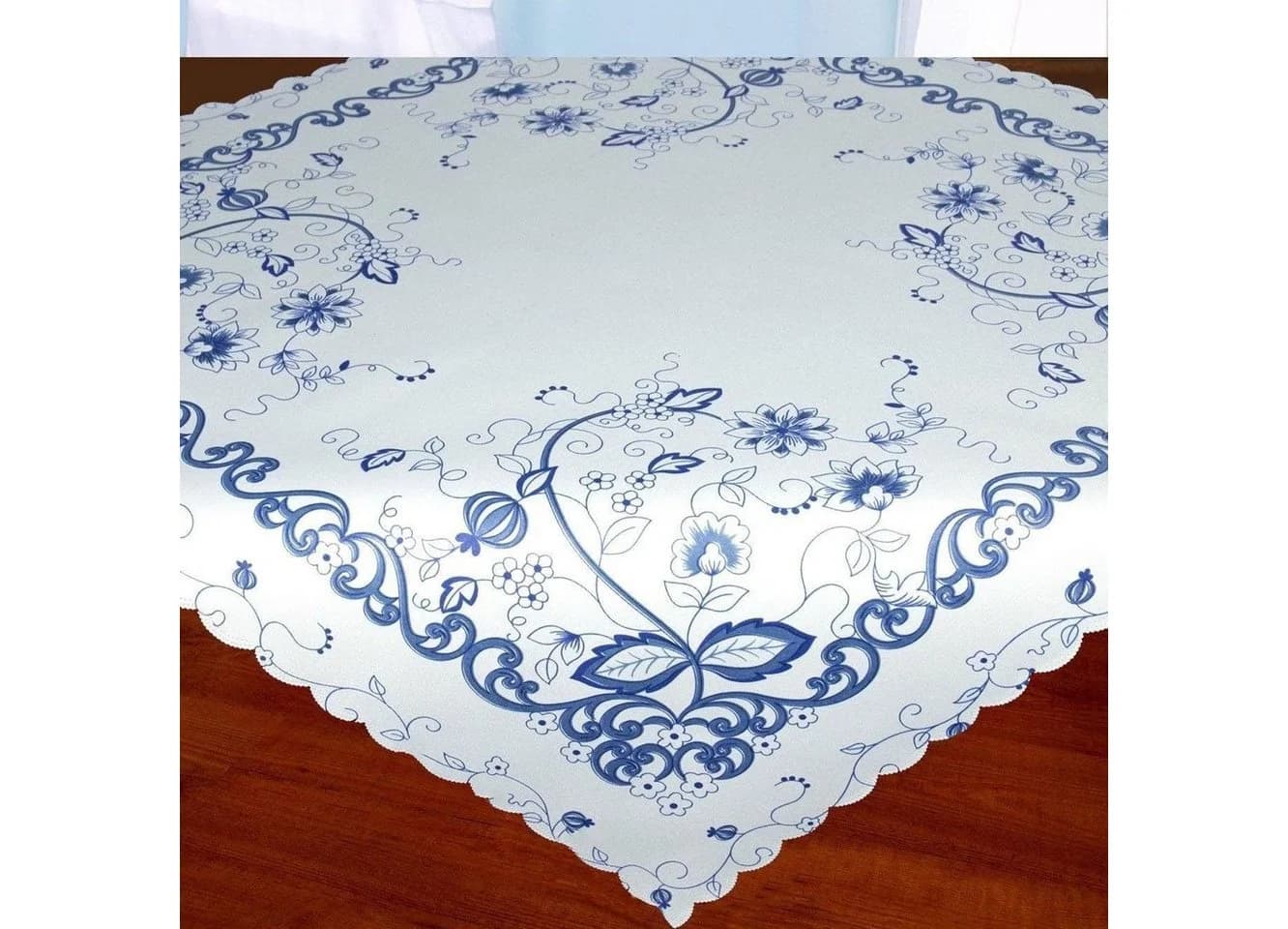 Delindo Lifestyle Mitteldecke Zwiebelmuster Weiß 80x80cm Polyester