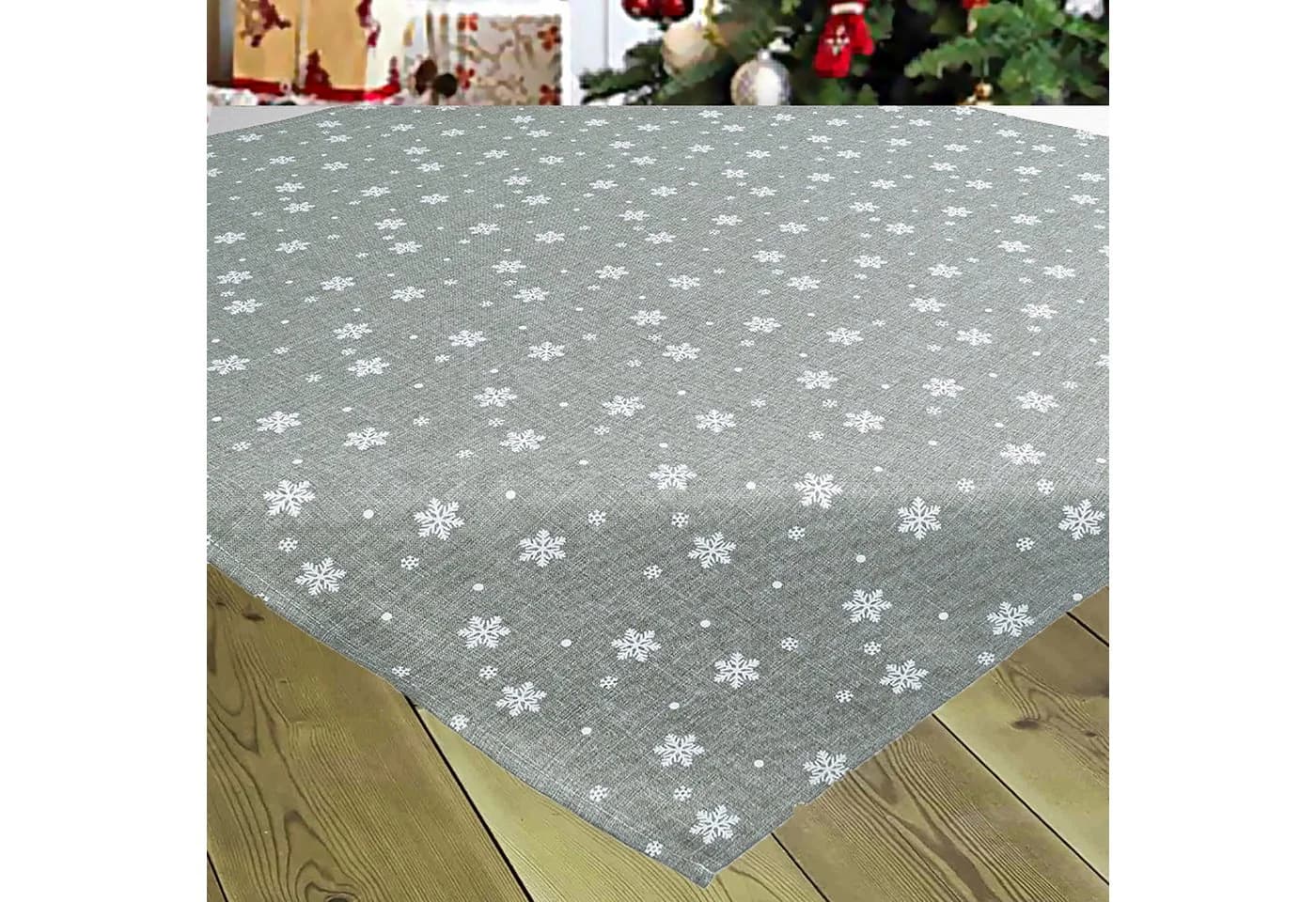Delindo Lifestyle Tischdecke Weihnachten Sterne Allover Grau
