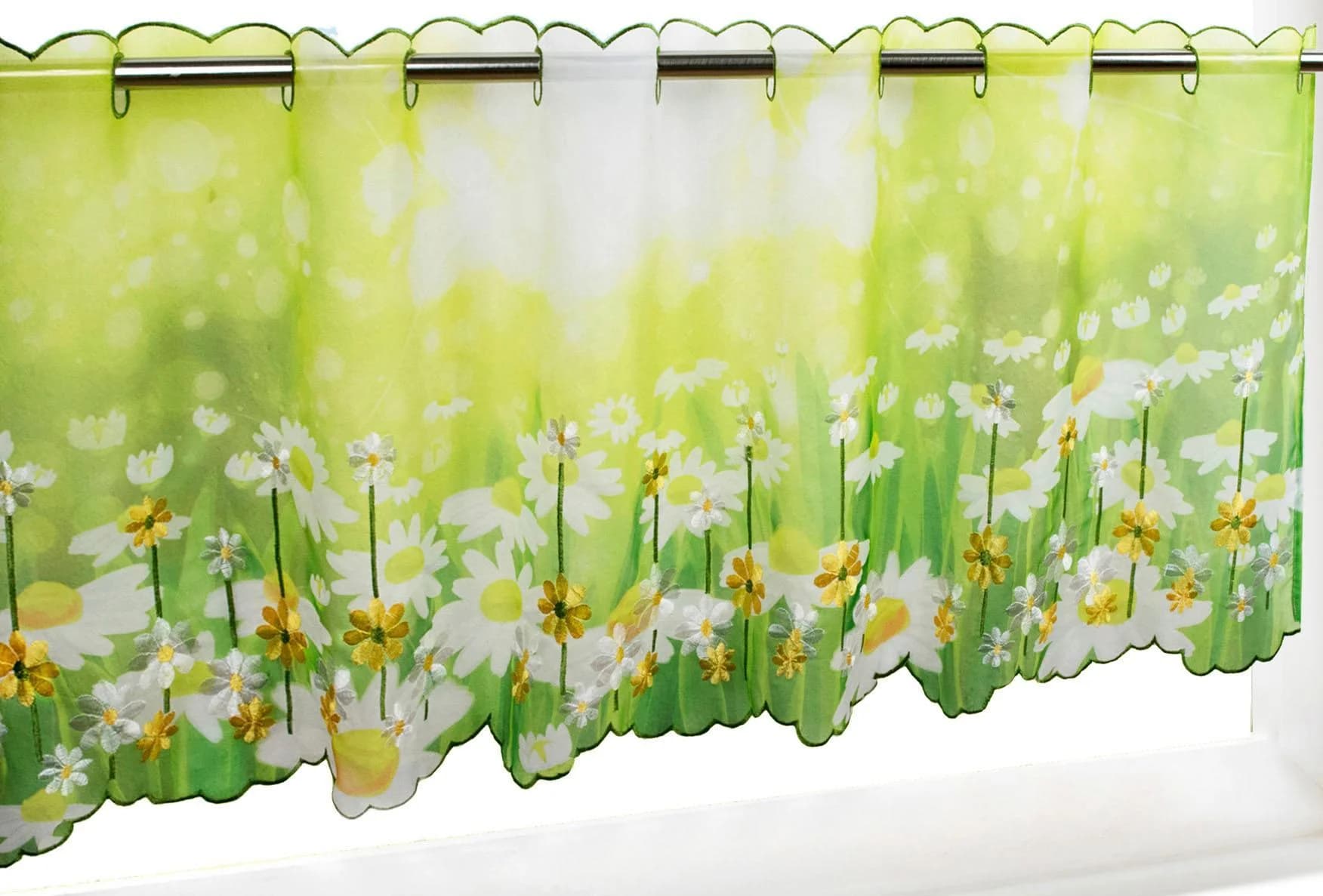 Delindo Lifestyle Scheibengardine Margeriten Grün Voile
