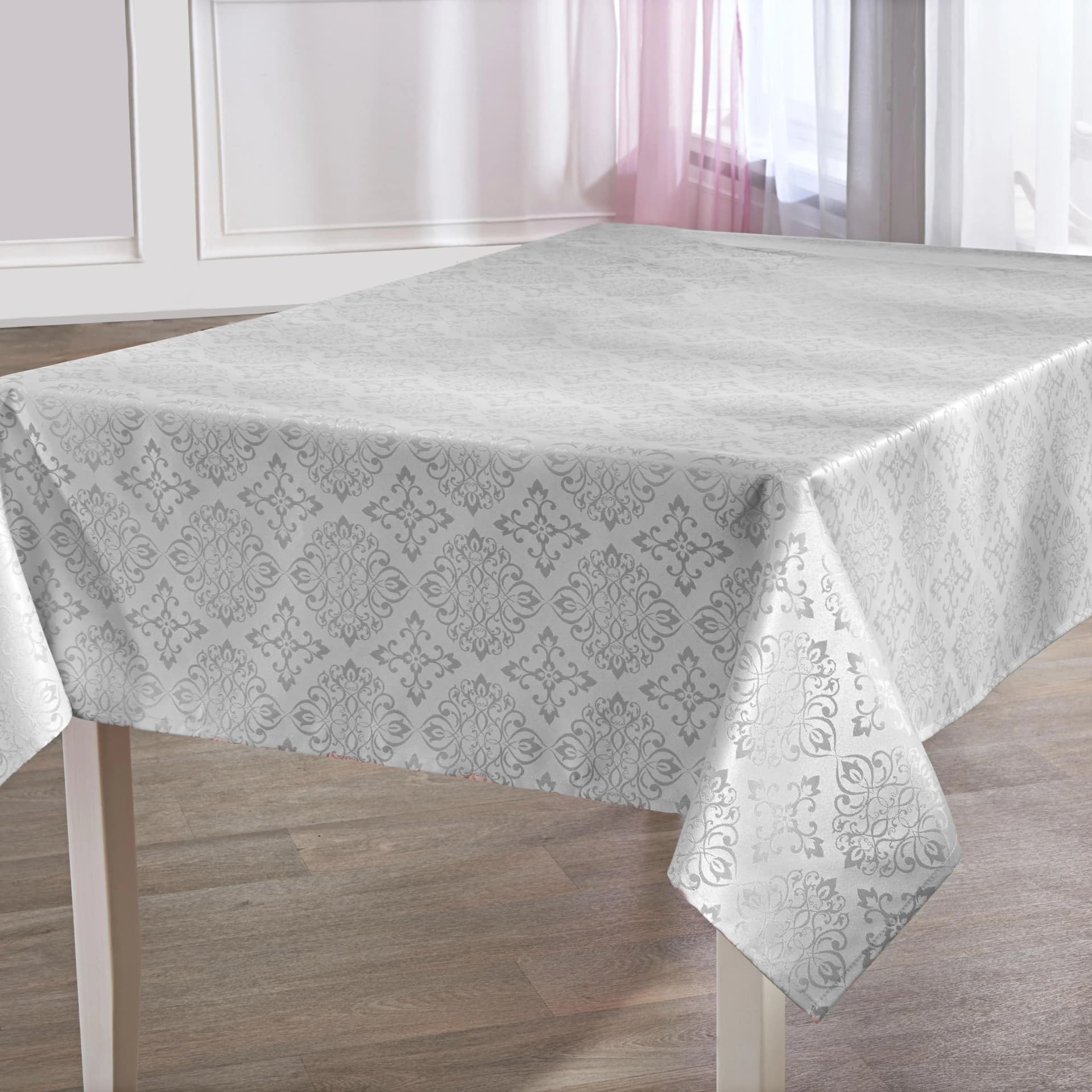 Graue Polyester Tischdecke im Jaquardgewebe Stil