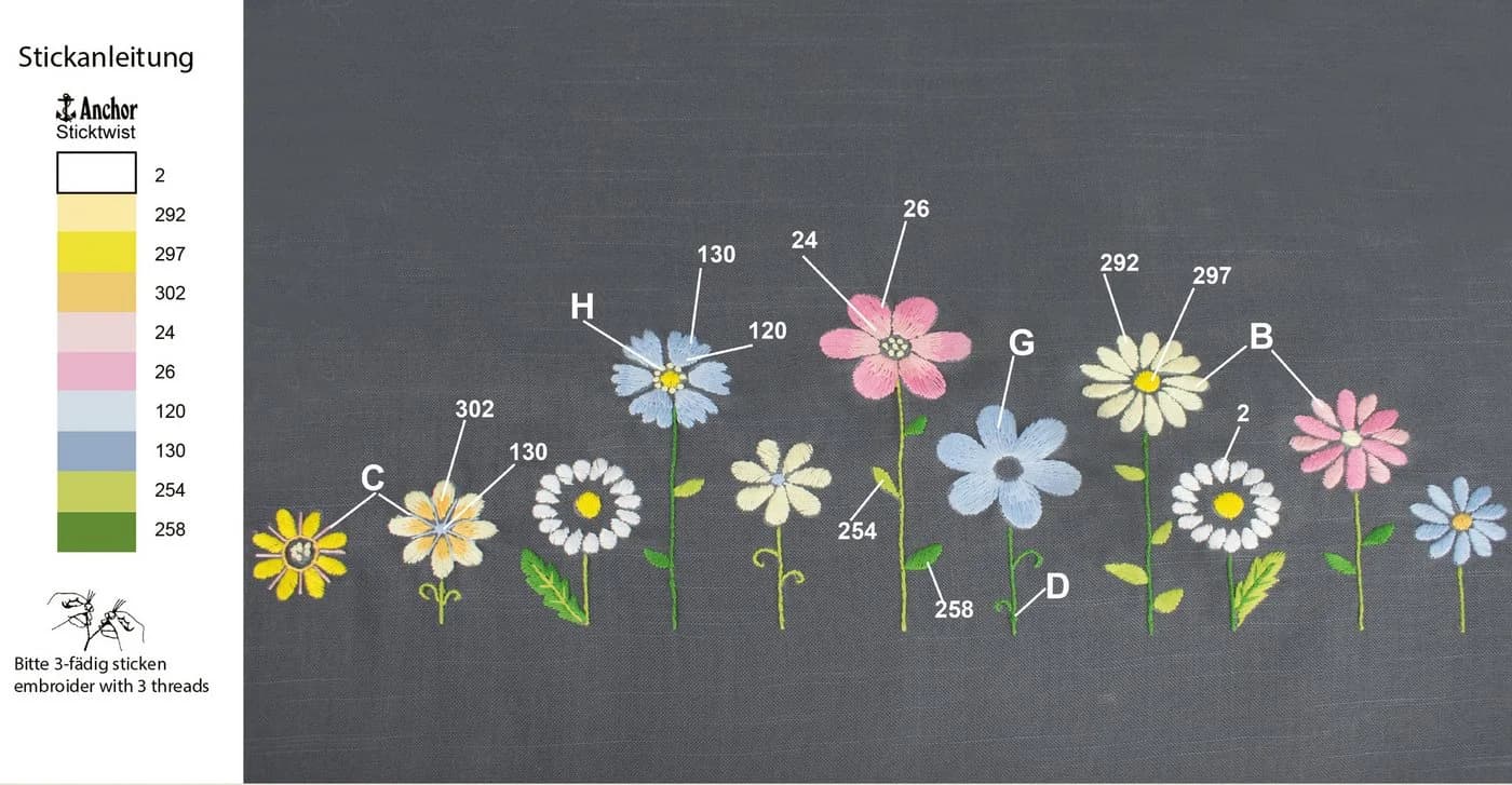 Delindo Lifestyle Stickset Blumenwiese Spannstich - Bild 3