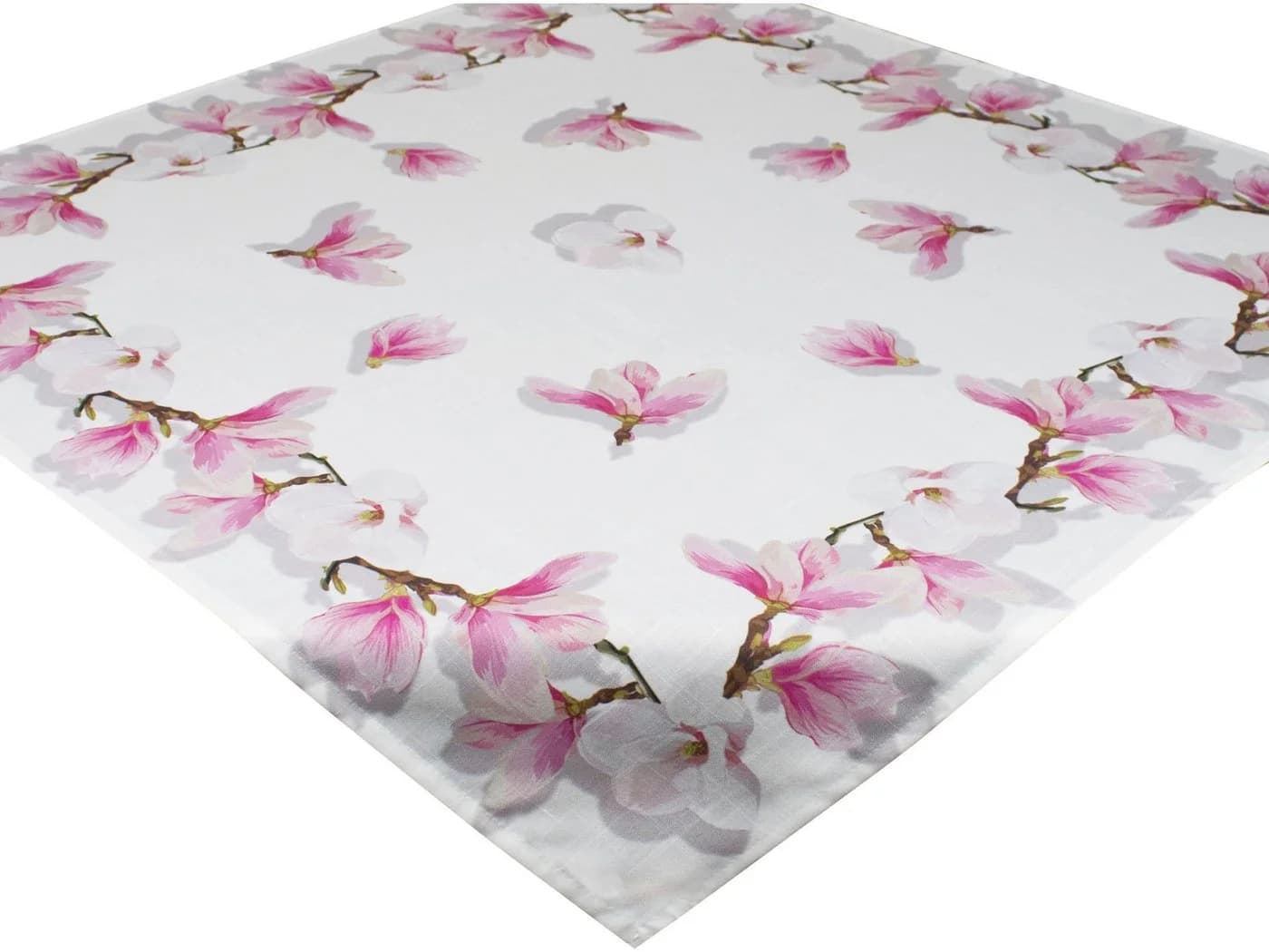 Delindo Lifestyle Mitteldecke Magnolien Weiß Glattes Gewebe