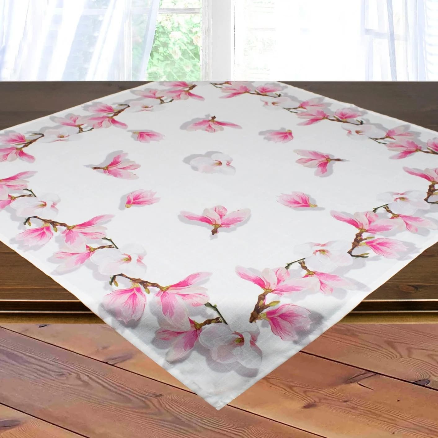 Delindo Lifestyle Mitteldecke Magnolien Weiß Glattes Gewebe - Bild 3