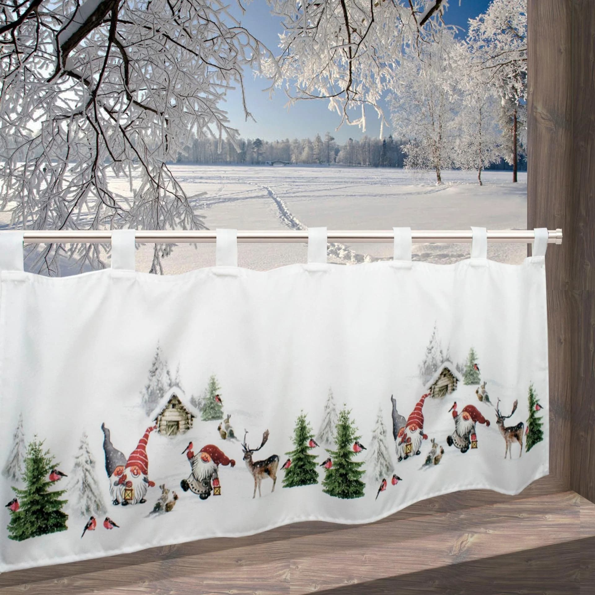 Scheibengardine Winterstimmung weiß 120x45 cm Delindo Lifestyle
