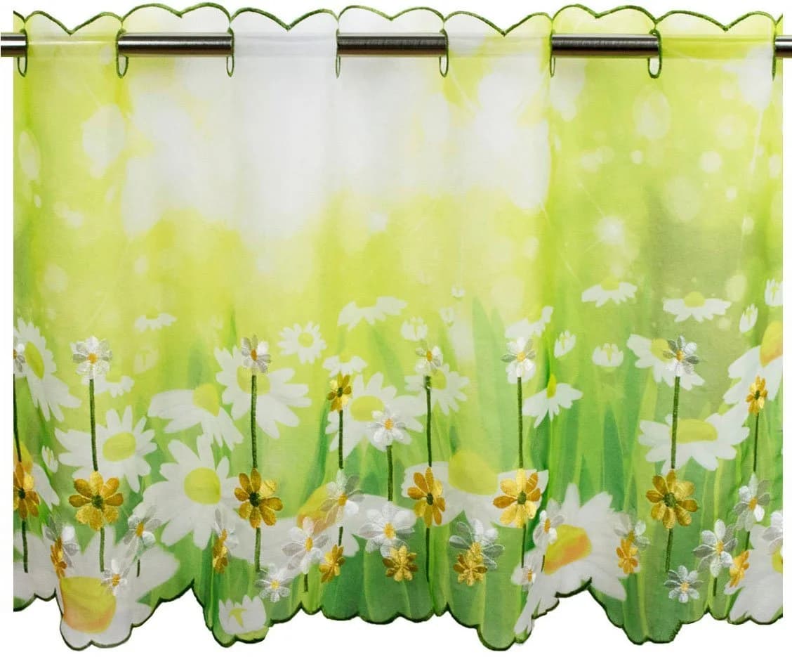 Delindo Lifestyle Scheibengardine Margeriten Grün Voile