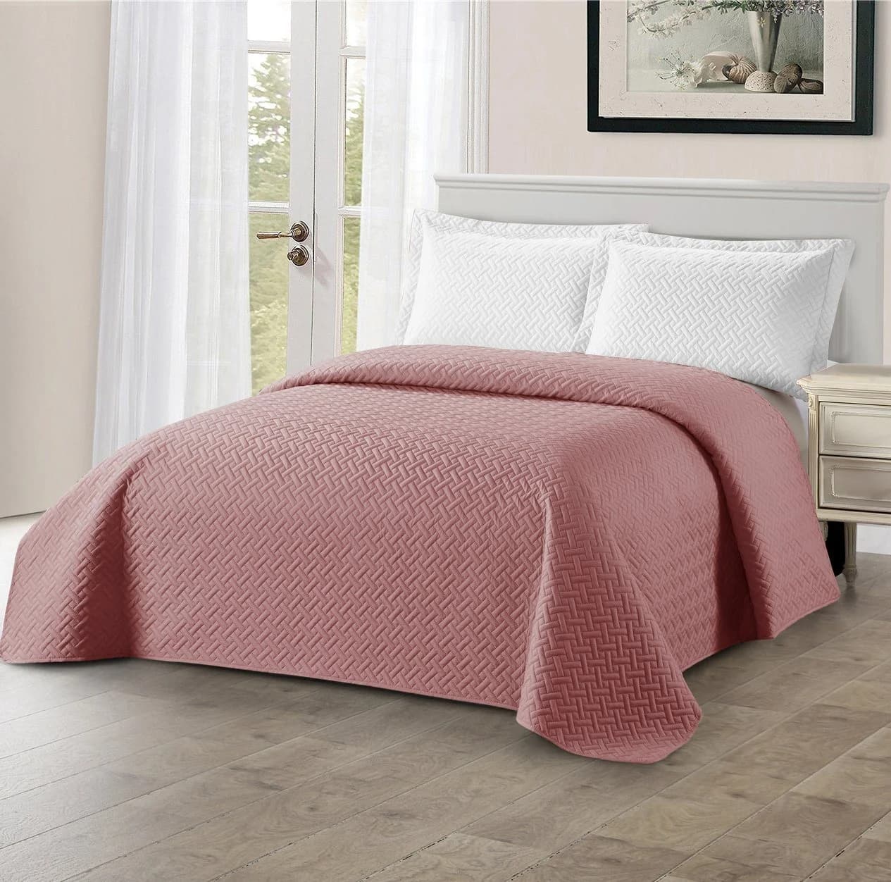 Delindo Lifestyle Tagesdecke MADELAINE Altrosa Weich Wattiert