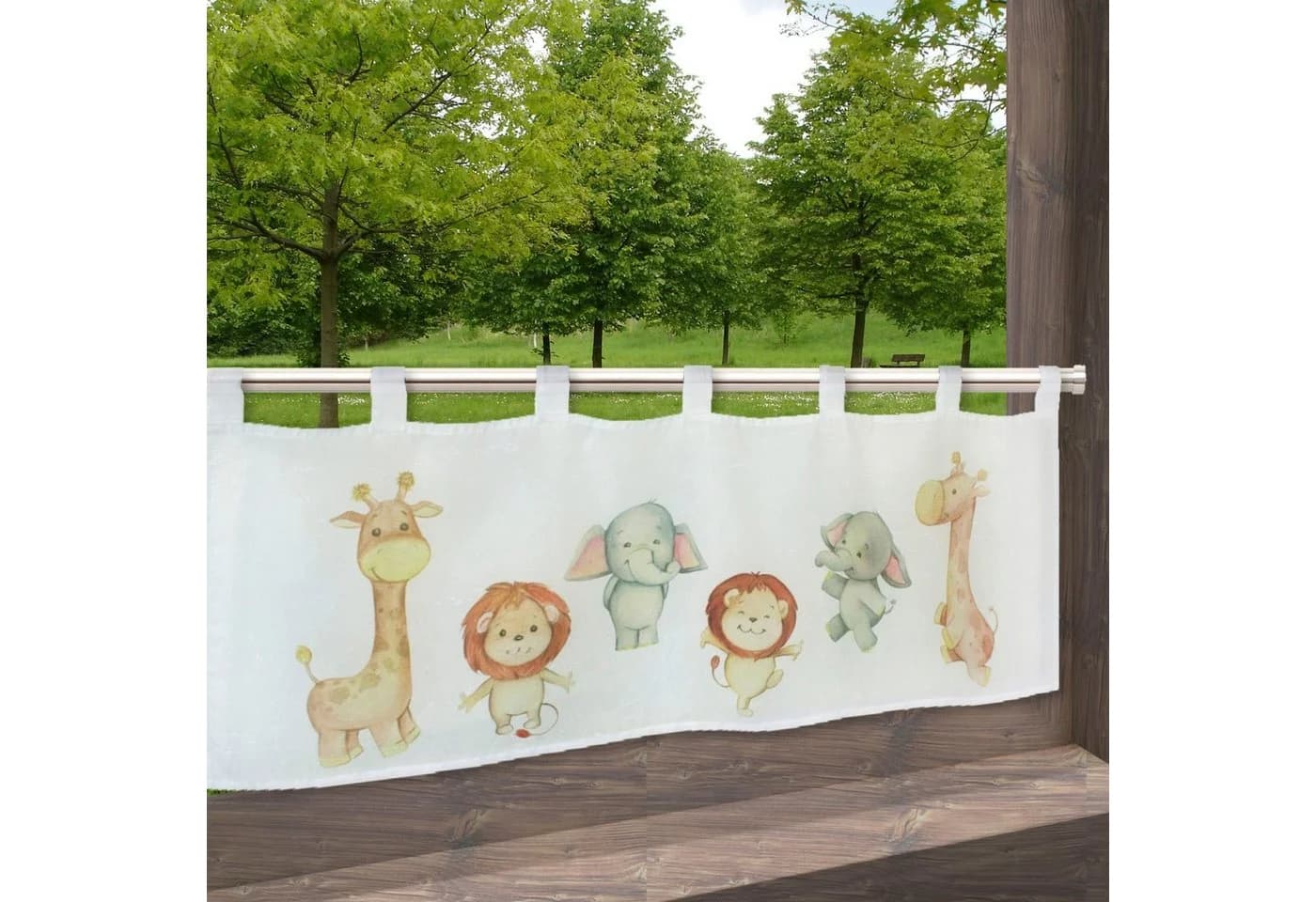 Delindo Lifestyle Scheibengardine Kinderzoo Weiß mit Zootier-Motiv - Bild 3