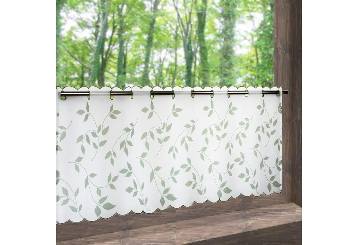 Scheibengardine DELINDO LIFESTYLE "Blätter" Weiß Voile Polyester - Bild 3