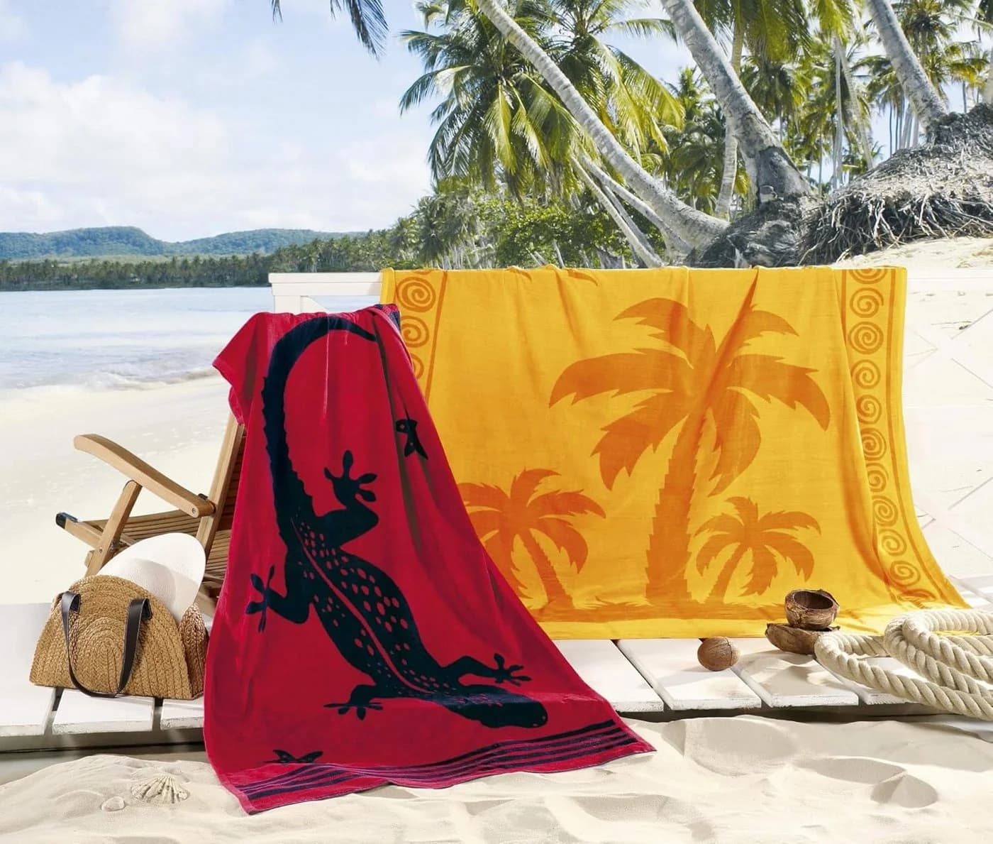 Delindo Lifestyle Strandtuch Tropical Gecko Baumwolle Jacquard XXL