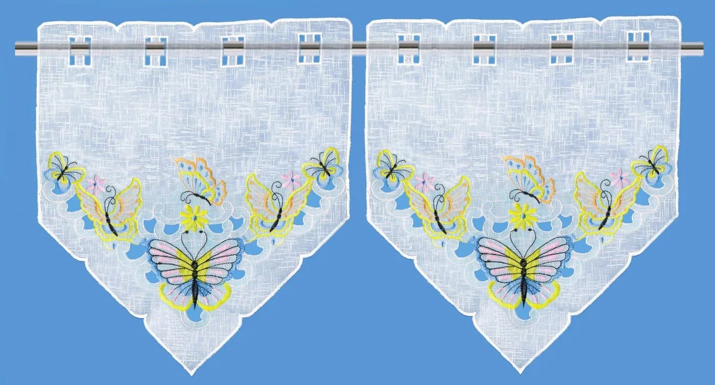 Delindo Lifestyle Scheibengardine Schmetterlinge Stangendurchzug Halbtransparent - Bild 3