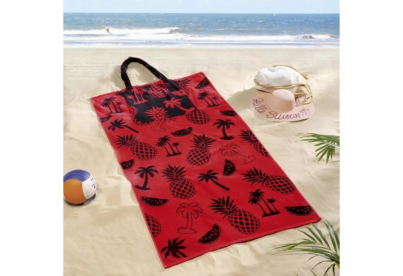 Delindo Lifestyle Strandtuch mit Schultertasche, Frottier