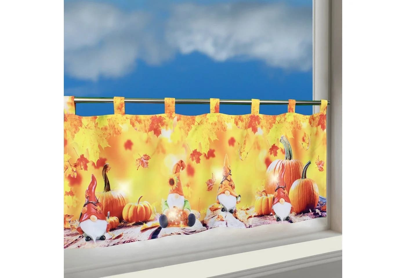 Delindo Lifestyle Scheibengardine Herbst mit LED-Lichterkette