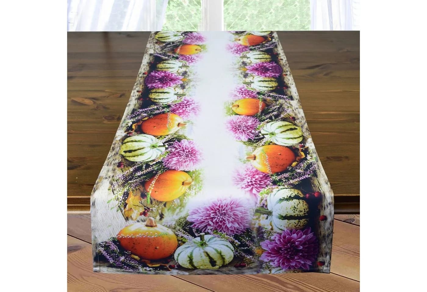 Delindo Lifestyle Tischdecke Tischläufer Kürbis Weiß Digitaldruck - Bild 3