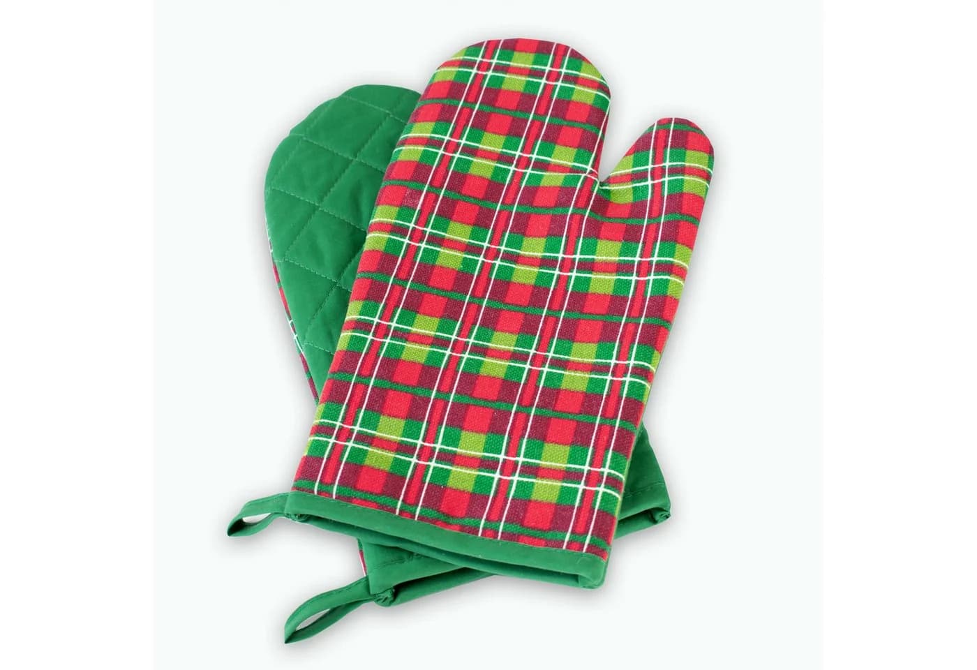 Delindo Lifestyle Topfhandschuhe Ofenhandschuhe Topflappen 4er Set Hitzebeständig Grün-Rot