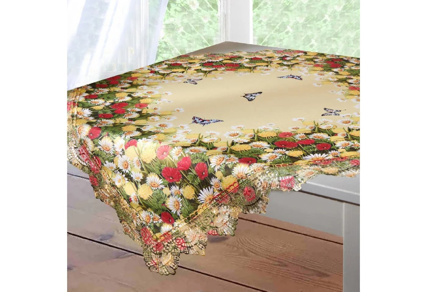 Delindo Lifestyle Mitteldecke Sommerblumen 85x85 cm Bunt