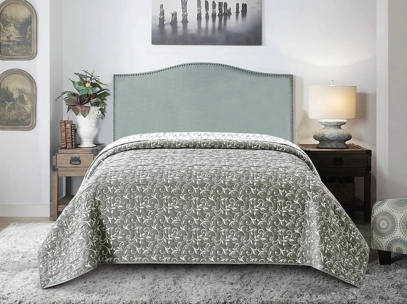 Delindo Lifestyle Tagesdecke Ornamente Grau Gesteppt