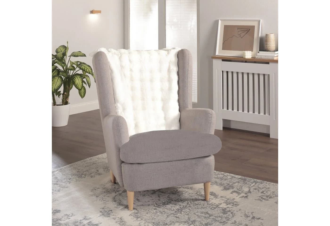 Delindo Lifestyle Sesselschoner Kuscheliger Webpelz Creme/Grau