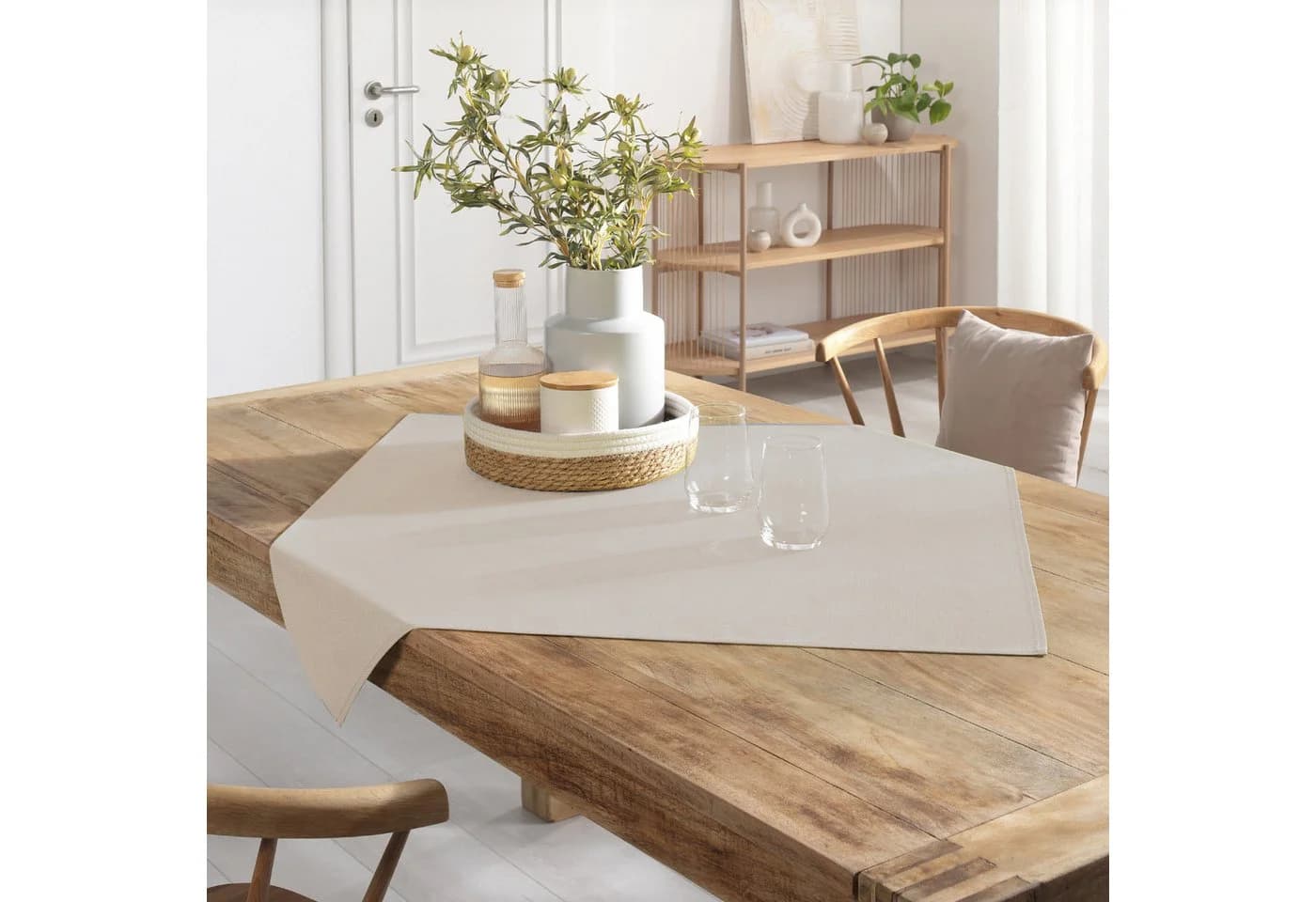 Delindo Lifestyle Tischdecke Wien Home Beige Leinenstruktur