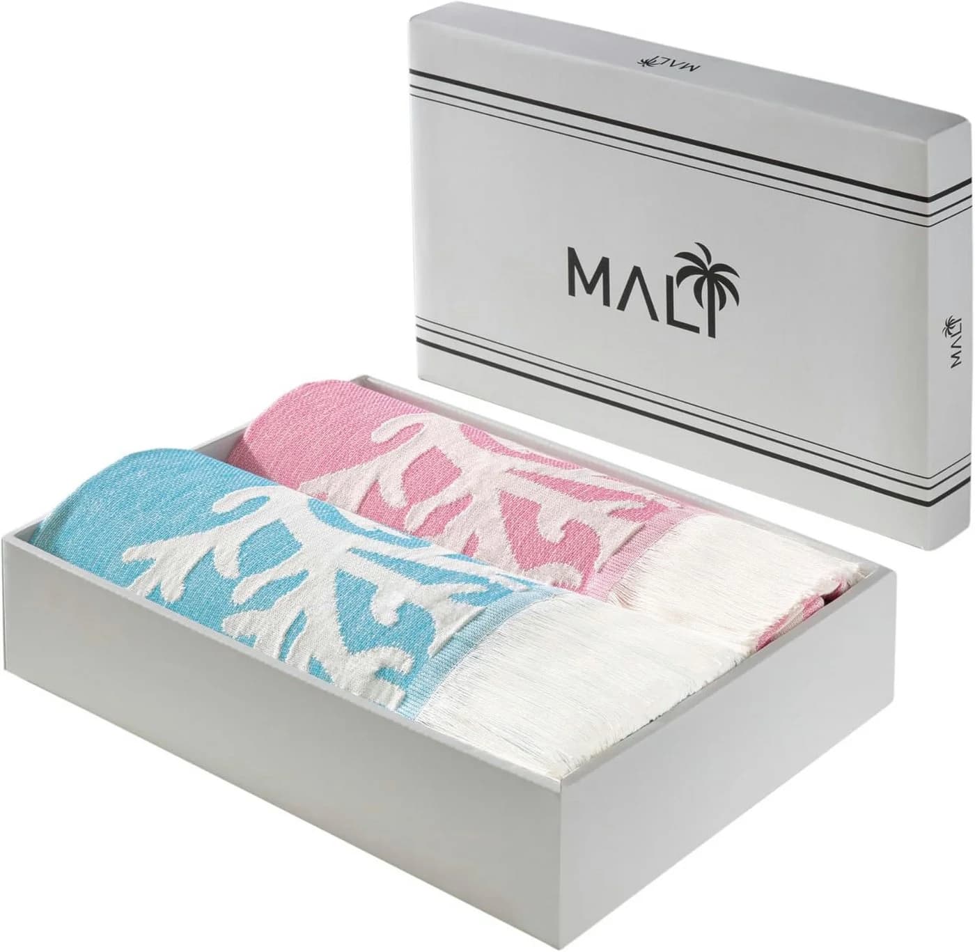 Delindo Lifestyle Hamamtuch Mali 2er Set Rosa Blau Baumwolle - Bild 2