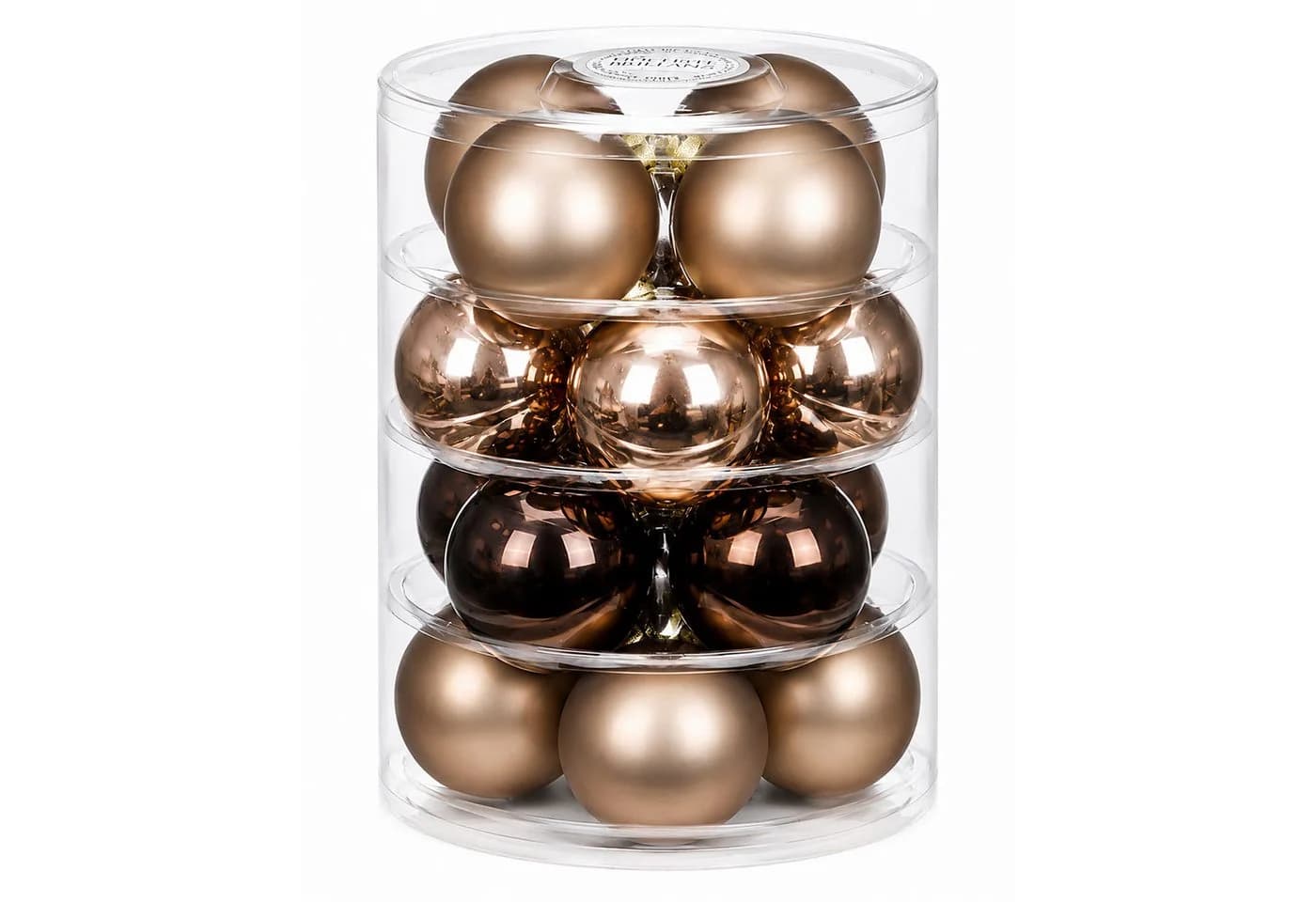 Holly & Jolly Weihnachtsbaumkugel Glas 7,5cm 16er Set Elegant Lounge Mix Braun