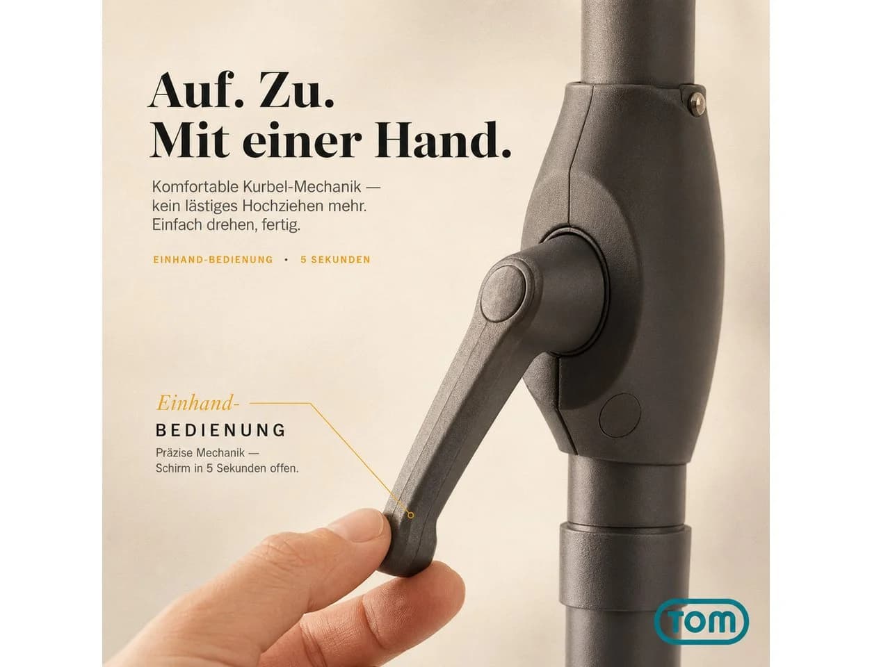 TOM Sonnenschirm Anthrazit UV-Schutz 50+ Abknickbar - Bild 3