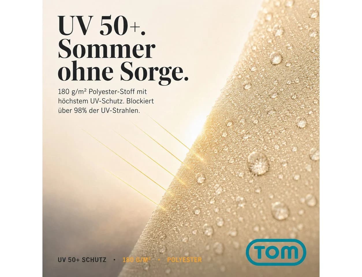 TOM Sonnenschirm mit Kurbel Beige Rechteckig - Bild 4