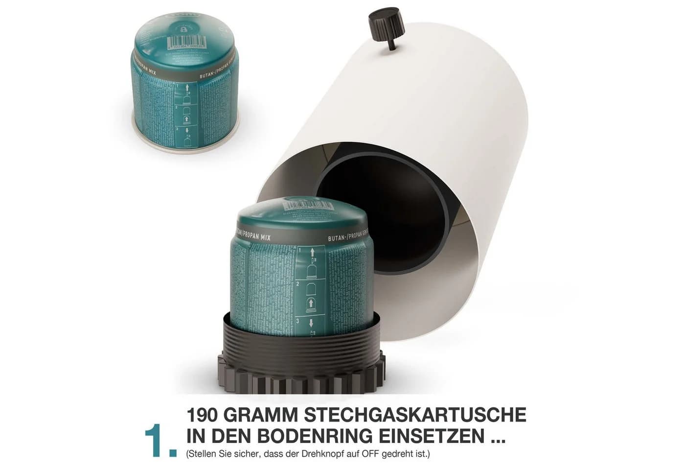 TOM Tischkamin Gas mit 3x 190g Kartuschen, 12h Brenndauer, Dekosteine, Schwarz - Bild 4