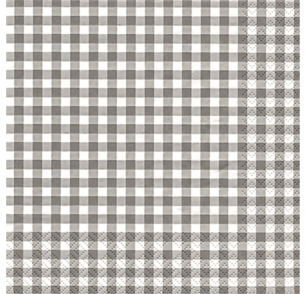 HOME FASHION Papierserviette Grau Karomuster 3-lagig