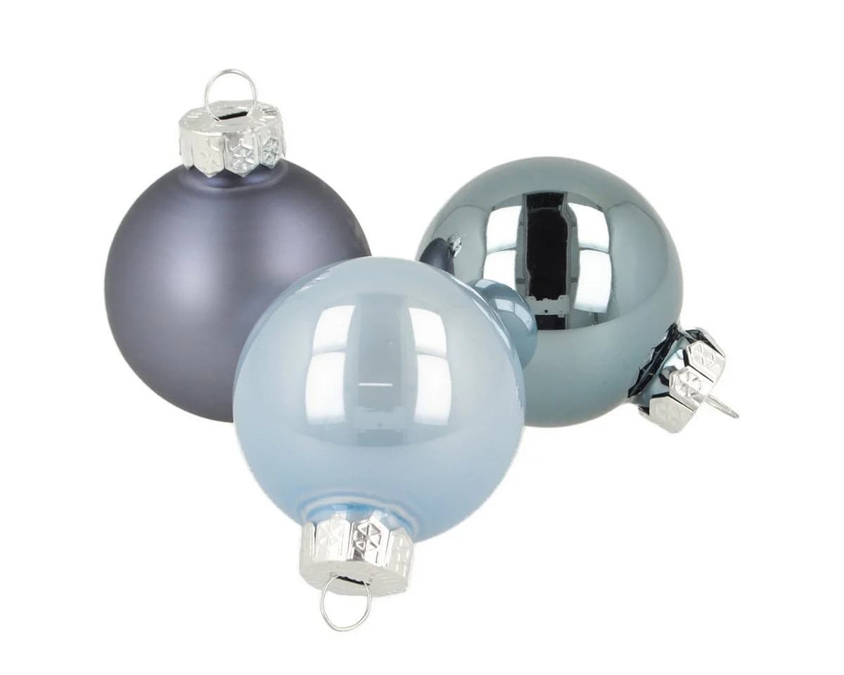 Viana Weihnachtsbaumkugeln 24 Stück Glas Hellblau/Blau Metallic/Graublau - Bild 2