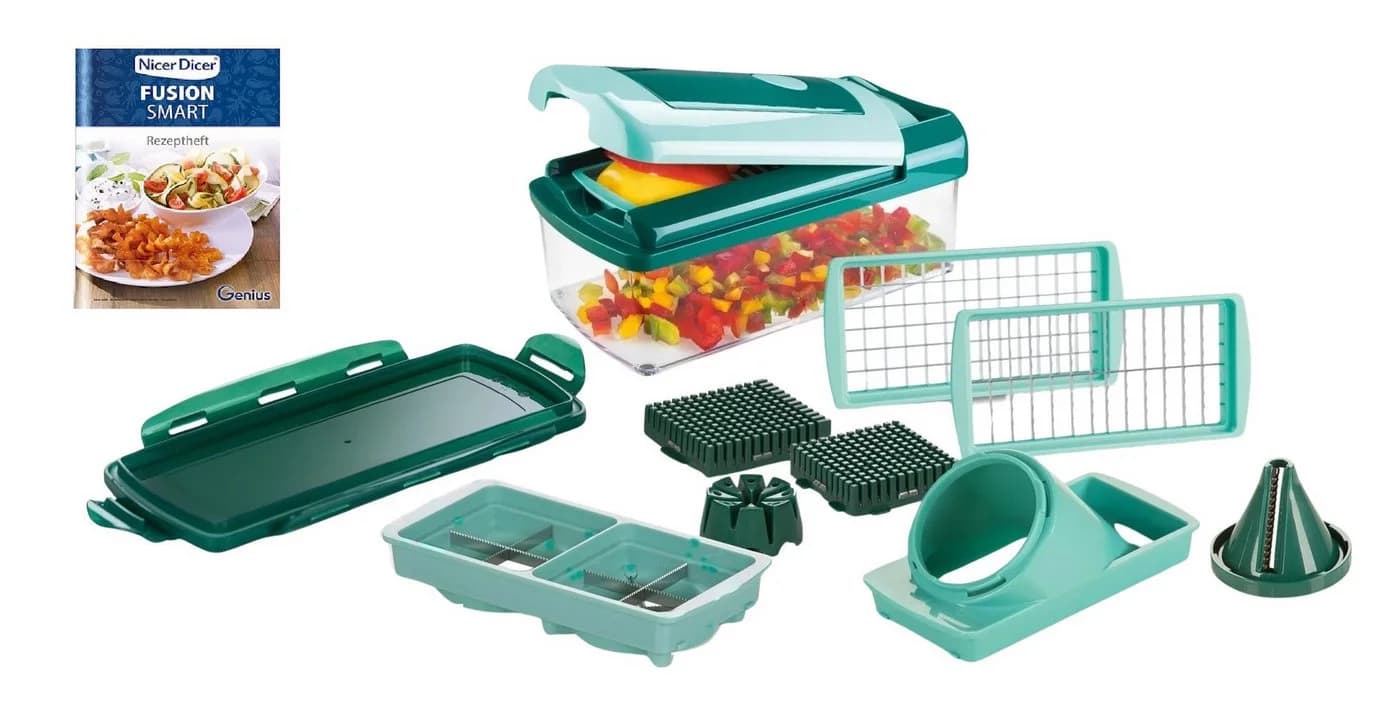 Genius Nicer Dicer Fusion Smart Set 12tlg. Gemüsehobel Grün