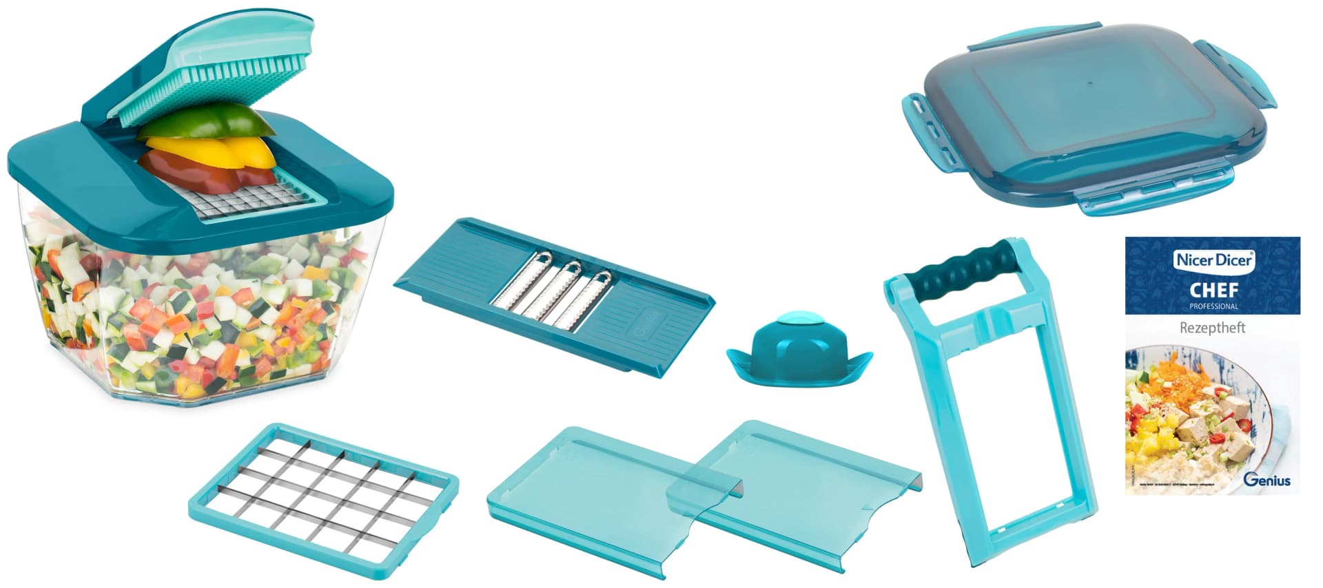 Genius Gemüseschneiderset Nicer Dicer Chef Pro Petrol 12-teilig - Bild 2