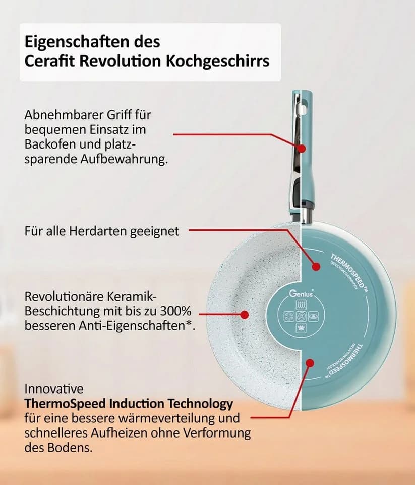 Genius Bratpfanne Cerafit Revolution 28 cm Aluminium Keramik Antihaft