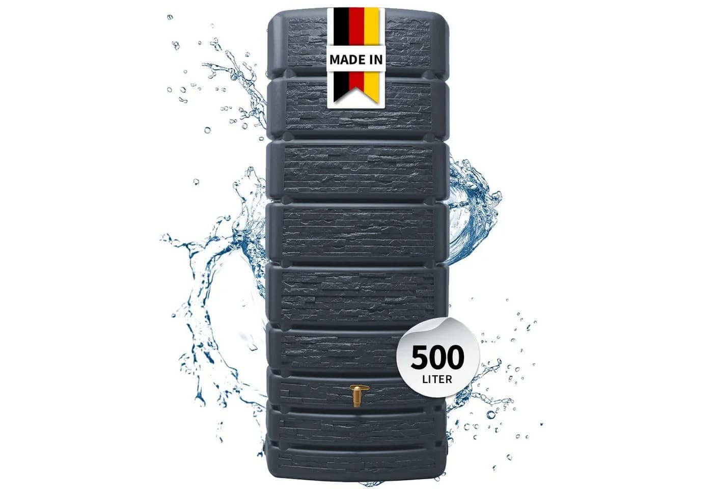 4rain Regentonne SLIM STONE DECOR Wandtank 500 Liter Anthrazit - Bild 2