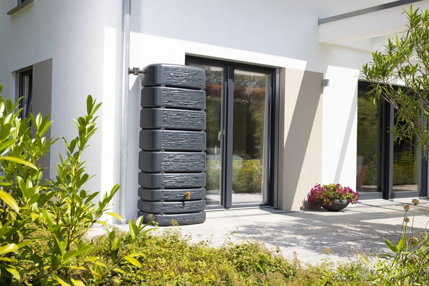 4rain Regentonne SLIM STONE DECOR Wandtank 500 Liter Anthrazit - Bild 4