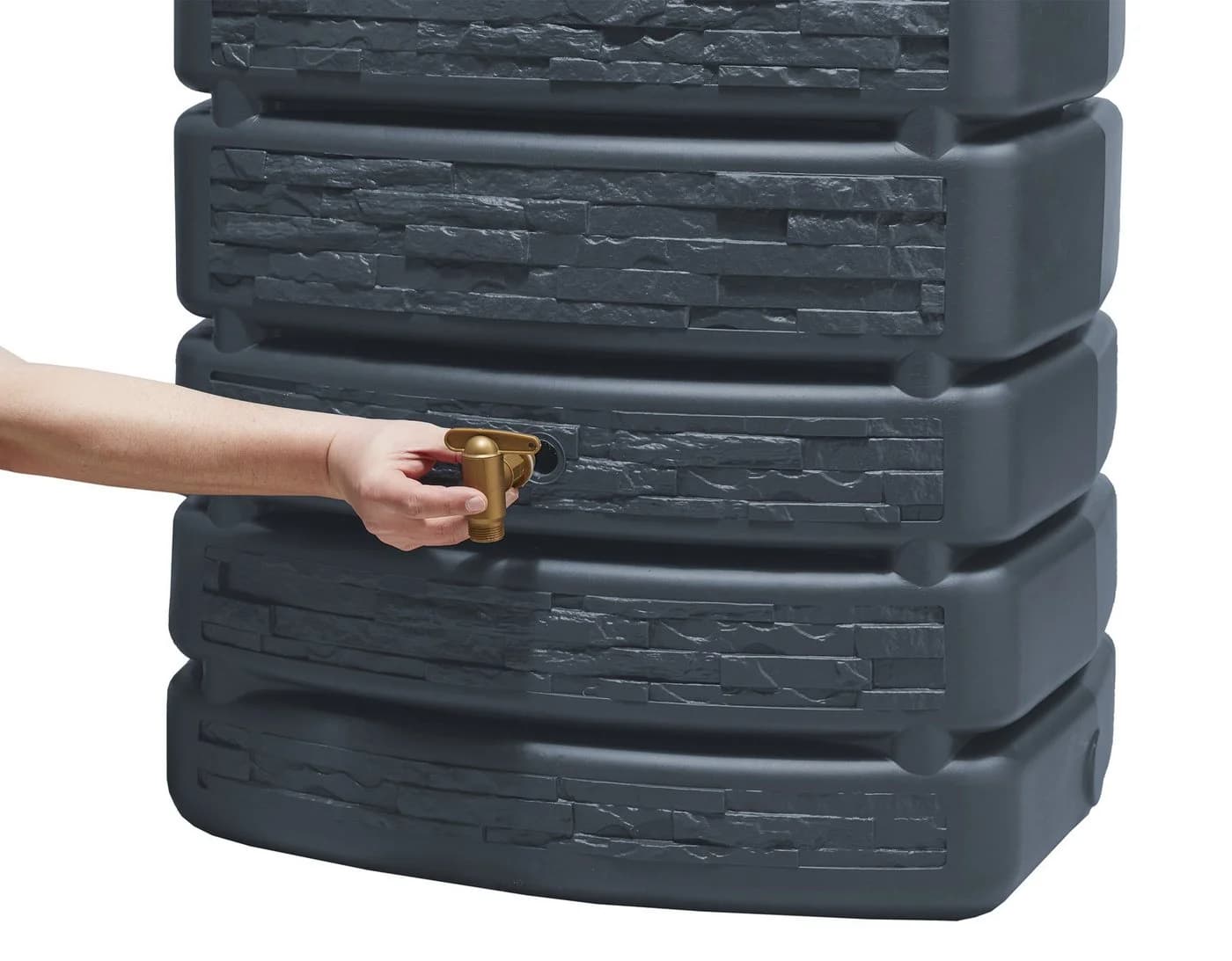 4rain Regentonne SLIM STONE DECOR Wandtank 500 Liter Anthrazit - Bild 5